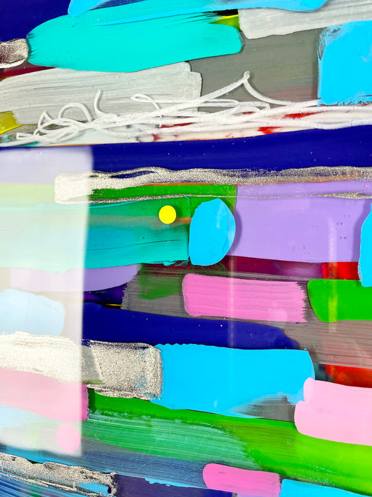 Prism 15 / Acrylic and Wax Pencil between layered Epoxy Resin on Wood Panel
16”x12”