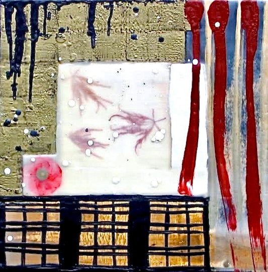 Untitled /                           Encaustic & Mixed Media on Birch Plywood                                       16”x16”