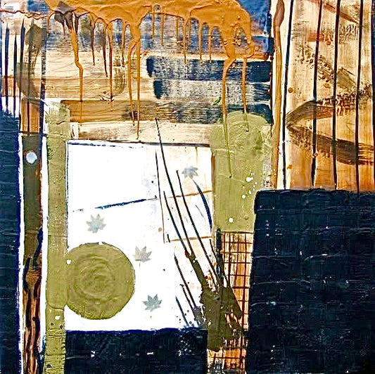 Maple /                               Encaustic & Maple Leaves on Birch Plywood                             48”x48”