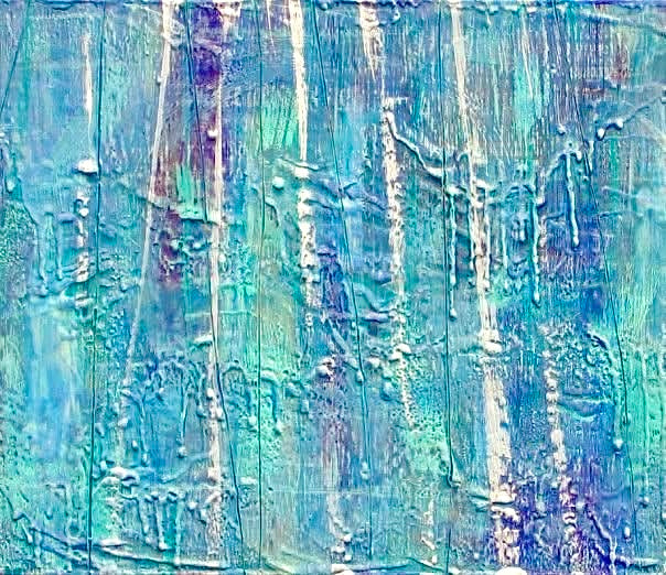 Rain 4 /                              Encaustic on Birch Plywood       16”x16”