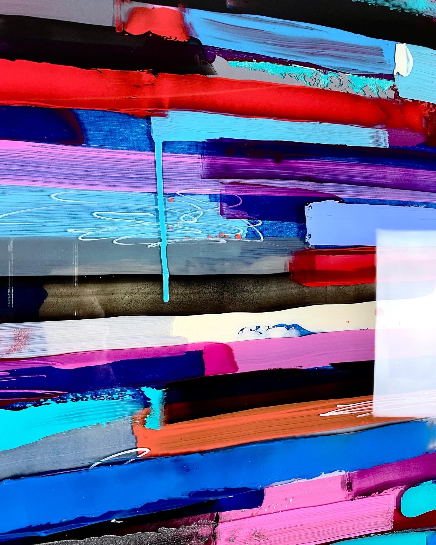 Prism 18 / Acrylic and Wax Pencil between layered Epoxy Resin on Wood Panel 

40”x30”