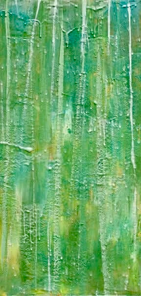 Olympic Forest Rain /       Encaustic on Birch Plywood      24”x10”