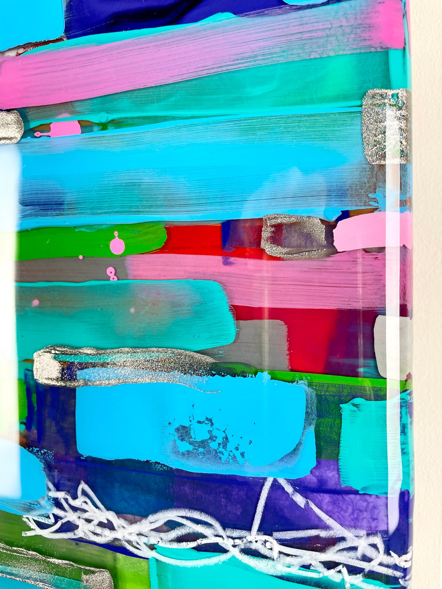 Prism 15 / Acrylic and Wax Pencil between layered Epoxy Resin on Wood Panel 

16”x12”